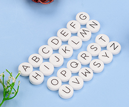 Silicone 12mm Flat Print Letters Beads