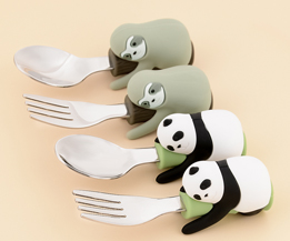 Silicone Panda/Sloth Spoon&Fork Set